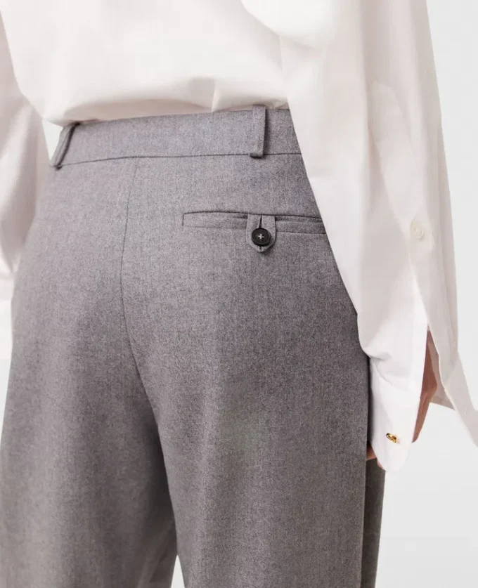Plissierte Wollhose mit hoher Leibhöhe