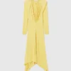Plissiertes Jersey-Maxikleid mit langen Ärmeln