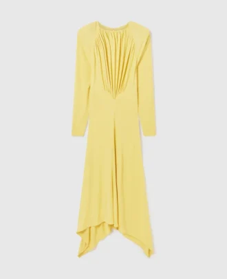 Plissiertes Jersey-Maxikleid mit langen Ärmeln