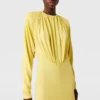 Plissiertes Jersey-Maxikleid mit langen Ärmeln