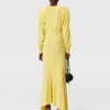 Plissiertes Jersey-Maxikleid mit langen Ärmeln