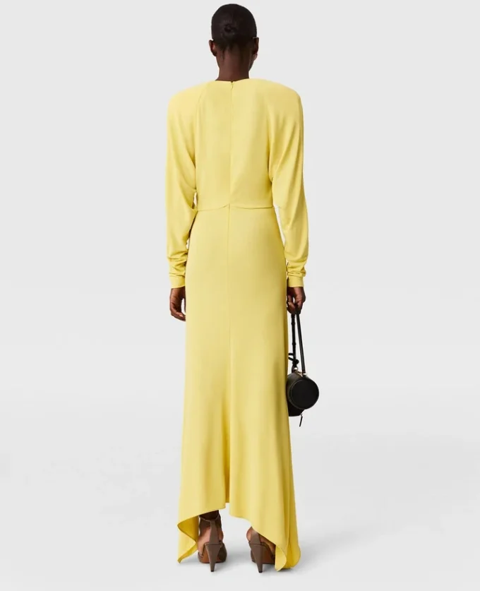 Plissiertes Jersey-Maxikleid mit langen Ärmeln