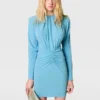 Plissiertes Jersey-Midikleid mit langen Ärmeln