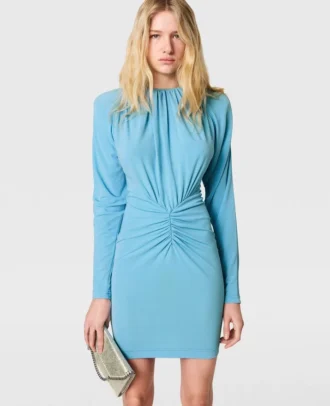 Plissiertes Jersey-Midikleid mit langen Ärmeln