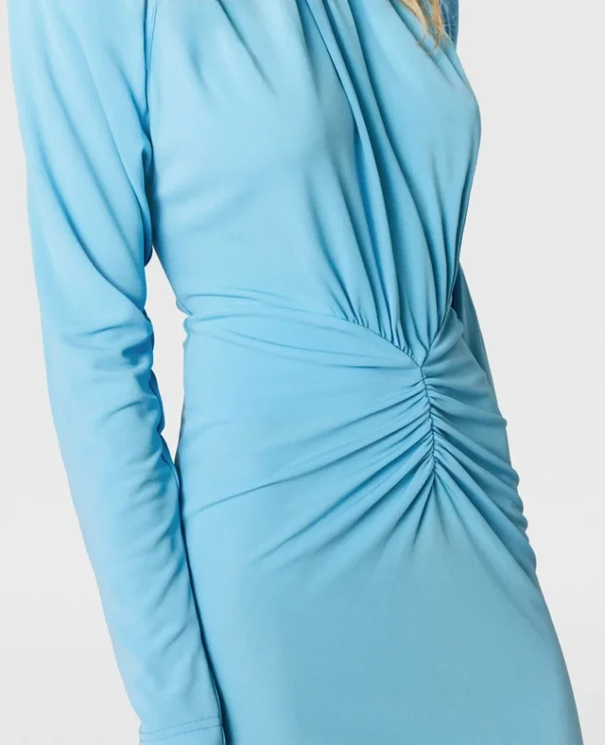 Plissiertes Jersey-Midikleid mit langen Ärmeln
