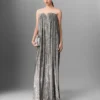 Plissiertes Kleid aus Metallic-Samt