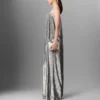 Plissiertes Kleid aus Metallic-Samt