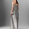 Plissiertes Kleid aus Metallic-Samt