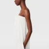 Plissiertes trägerloses Kleid aus Seidenmischung