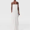 Plissiertes trägerloses Kleid aus Seidenmischung