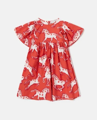 Popeline-Kleid mit Pferdemuster