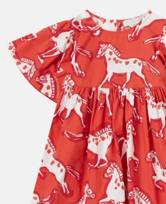 Popeline-Kleid mit Pferdemuster