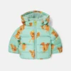 Pufferjacke mit Kapuze und Eichhörnchen-Print