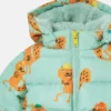 Pufferjacke mit Kapuze und Eichhörnchen-Print