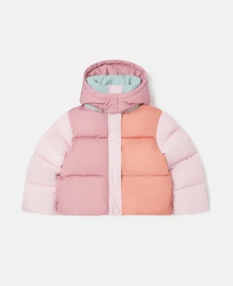 Pufferjacke mit Kapuze und kontrastierendem Einsatz