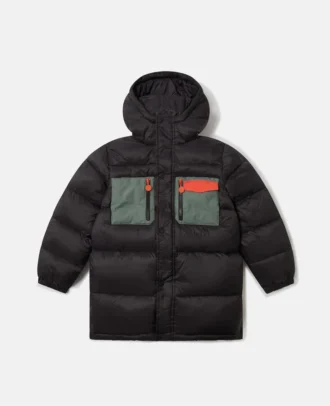 Pufferjacke mit Kapuze und Logo-Grafik