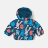 Pufferjacke mit Kapuze und Monster-Print