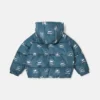 Pufferjacke mit Kapuze und Monster-Print