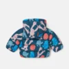 Pufferjacke mit Kapuze und Monster-Print