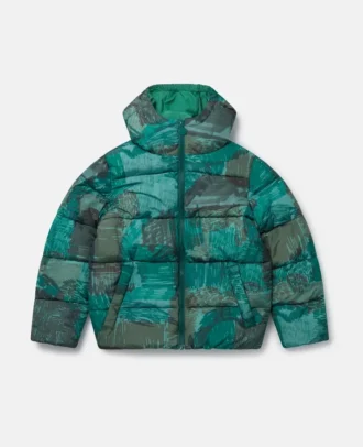 Pufferjacke mit Kapuze und Scribble-Print
