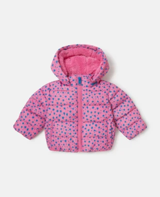 Pufferjacke mit Kapuze und Sternenprint