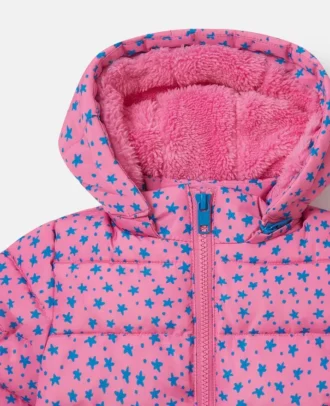 Pufferjacke mit Kapuze und Sternenprint