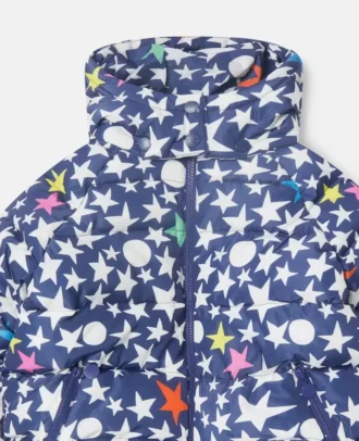 Pufferjacke mit Kapuze und Sternenprint