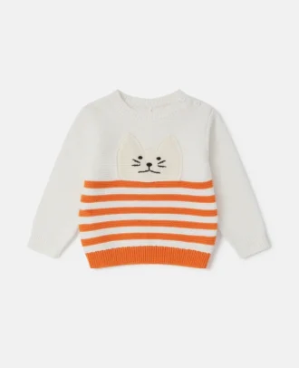 Pullover mit gestickter Katzenapplikation
