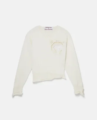 Pullover mit Häkelaufnäher „Upset Kitty”
