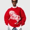 Pullover mit Rundhalsausschnitt und Airbrush-Pferdemotiv