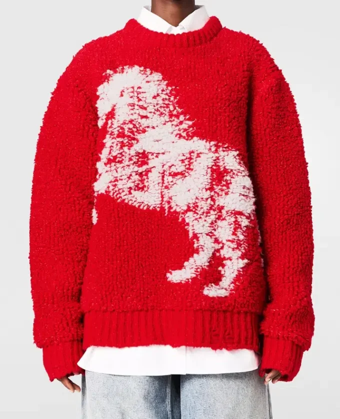 Pullover mit Rundhalsausschnitt und Airbrush-Pferdemotiv