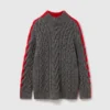Pullover mit Spitzenärmeln und Zopfmuster