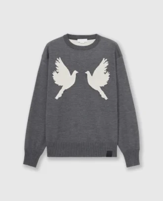 Pullover mit Taubenapplikation und Rundhalsausschnitt