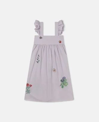 Ärmelloses Kleid mit Blumenstickerei