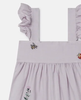 Ärmelloses Kleid mit Blumenstickerei