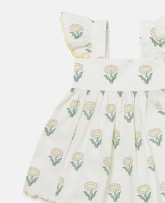 Ärmelloses Kleid mit Gänseblümchen und Bloomers-Set