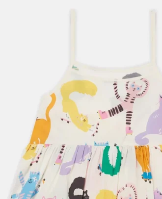 Ärmelloses Kleid mit Katzenprint