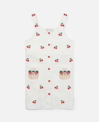 Ärmelloses Kleid mit Kirschstickerei