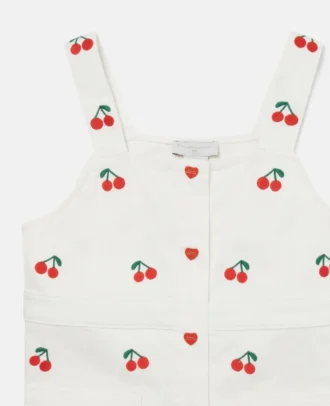 Ärmelloses Kleid mit Kirschstickerei
