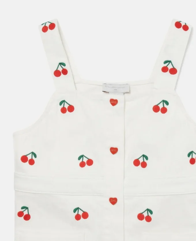 Ärmelloses Kleid mit Kirschstickerei