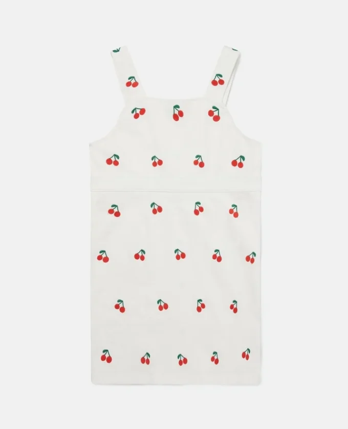 Ärmelloses Kleid mit Kirschstickerei