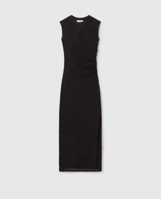 Ärmelloses Midi-Kleid mit Rundhalsausschnitt und Spitze