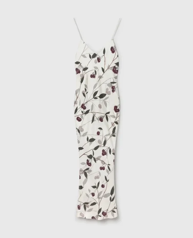 Ärmelloses Midikleid mit Kirschprint