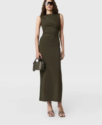 Ärmelloses Midikleid mit Rundhalsausschnitt und Twist-Mesh