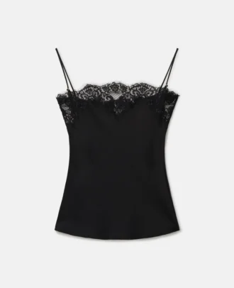 Ärmelloses Spitzen-Satin-Top