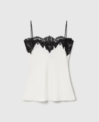 Ärmelloses Spitzen-Satin-Top