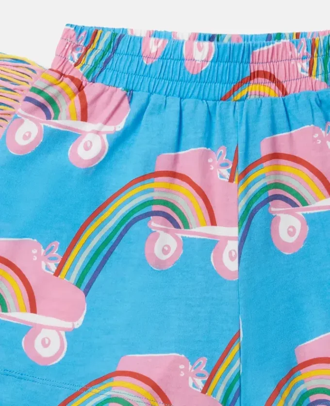 Rollerskate Rainbow Print Fringe Shorts