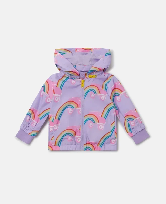 Rollerskate-Regenjacke mit Regenbogenprint
