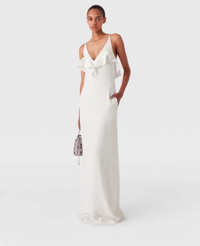 Rüschen-Kleid mit V-Ausschnitt