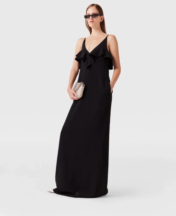 Rüschen-Kleid mit V-Ausschnitt